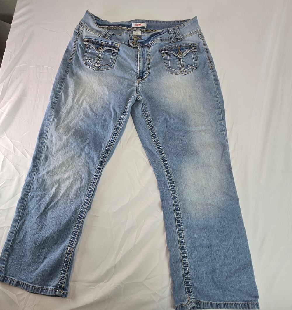 VTG 90s Bongo LowRise 2-button Jeans Women's 18W Light Wash Faded Finish Cottage